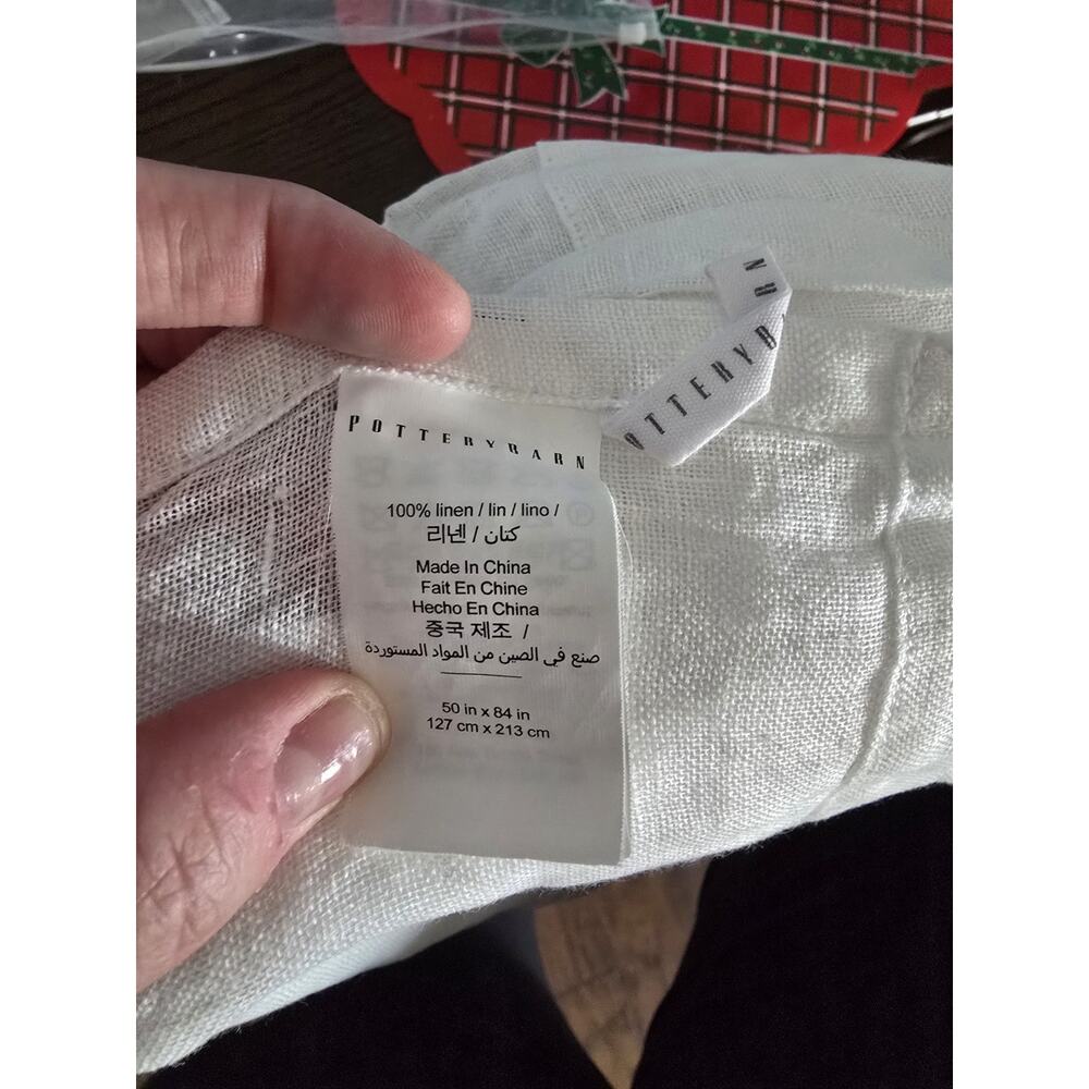 Pottery Barn Four White Linen Curtain Panels 50" X 84" - Picture 7 of 9